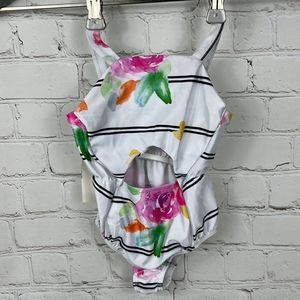 Castle rose boutique bathing suit 3-6 months NWT white with floral print